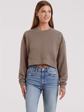 Nuuds Cropped Crewneck Sweatshirt Mocha Brown Large